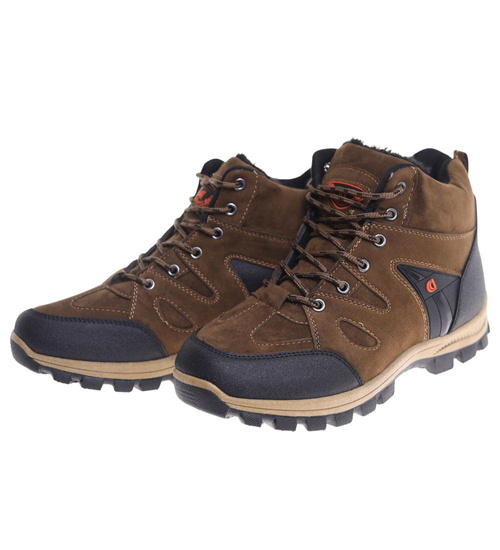 Ocieplane brązowe męskie buty trekkingowe /A10-1 18618 T499/