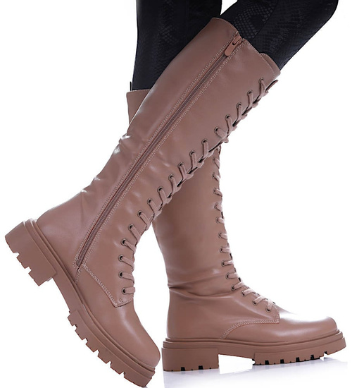 Wysokie ocieplane glany trapery Khaki /C3-1 17121 T3/