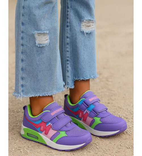 Fioletowe sportowe buty dziewczęce na rzepy /F5-3 18130 T292/