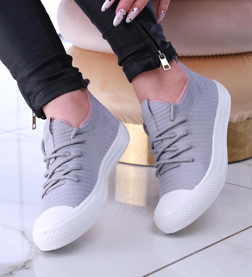 Szare trampki damskie slip on /C2-3 13454 S2/