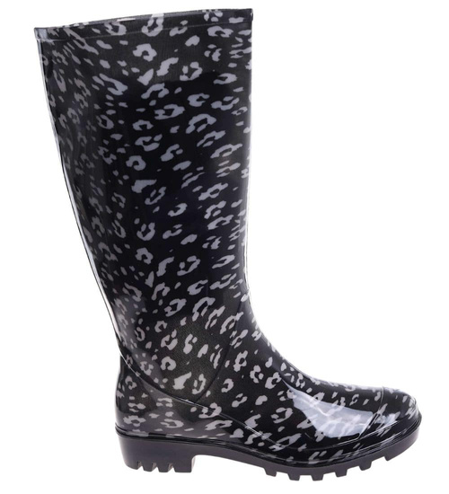 Kalosze damskie z wysoką cholewką Czarne /G6-1 18368 T346/