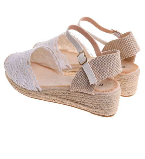 Sandały damskie na platformie Białe espadryle /D1-1 17863 T288/