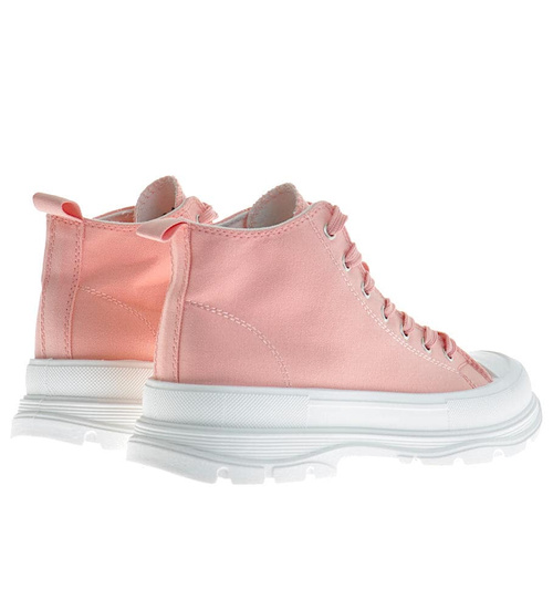 Damskie trampki sznurowane Różowe /E7-2 10266 S314/