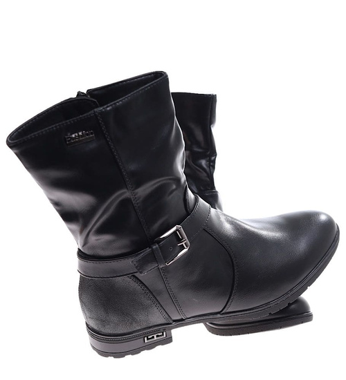 Wysokie czarne botki damskie /J5-3 16947 T230/