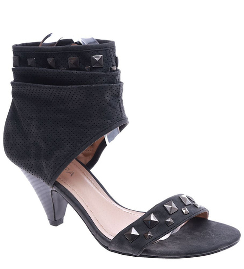 Czarne sandały gladiatorki /F3-3 14377 T069/