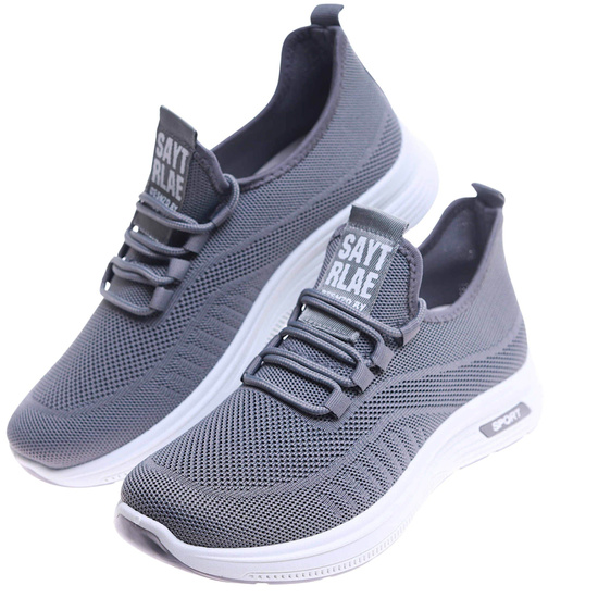 Wsuwane ażurowe szare męskie buty sportowe /A1-2 17762 GF285/