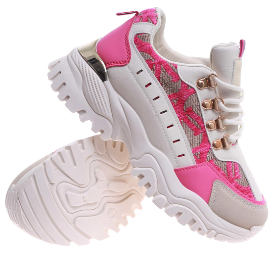 Sznurowane kolorowe sneakersy na platformie /G4-2 17407 T683/