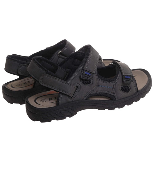 Męskie szare sandały klapki na rzepy /D7-2 17898 T284/