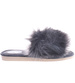 Szare damskie klapki z kudłatym futerkiem Premium /A10-1 11321 S292/