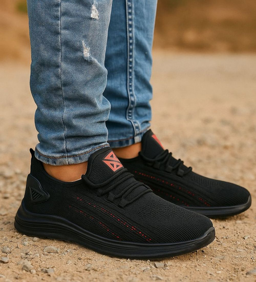 Wsuwane czarne sneakersy męskie /A9-3 18006 G389/