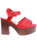 Czerwone damskie sandały na platformie /G6-3 13105 T192/