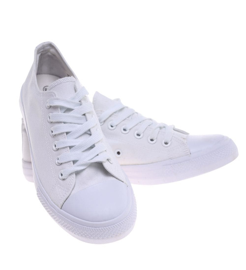 Klasyczne białe trampki damskie z niską cholewką OST494