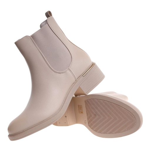 Beżowe botki sztyblety z ociepleniem /i6-4 18440 W280/