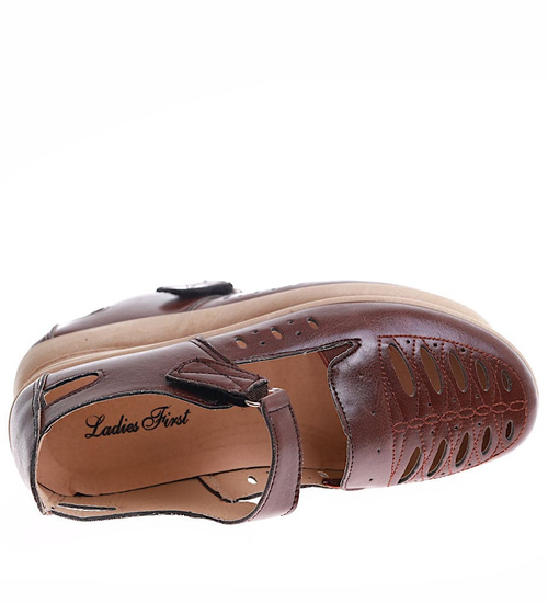 Ażurowe brązowe letnie półbuty /B3-2 16322 T036/