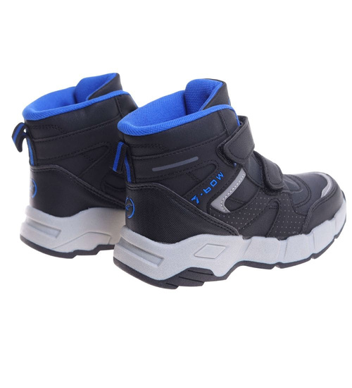 Ocieplane półbuty na rzepy Czarno niebieskie /F9-2 18365 T285/