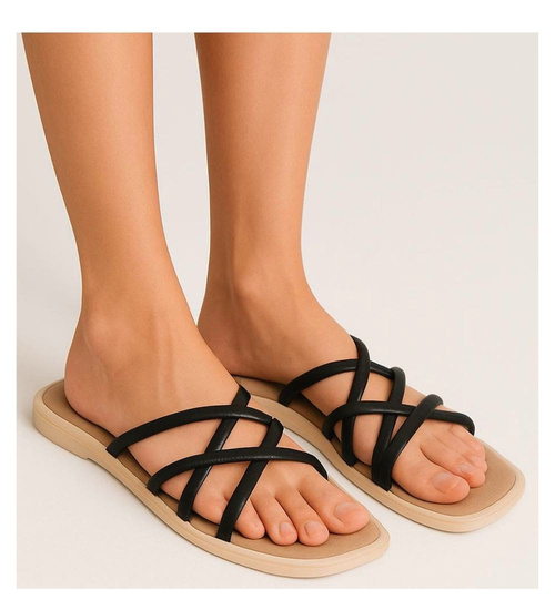 Klapki damskie plażowe wodoodporne czarne /A4-1 17798 G089/