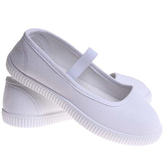 Wsuwane białe dziewczęce tenisówki balerinki czeszki z paseczkiem /B2-2 17308 T125/