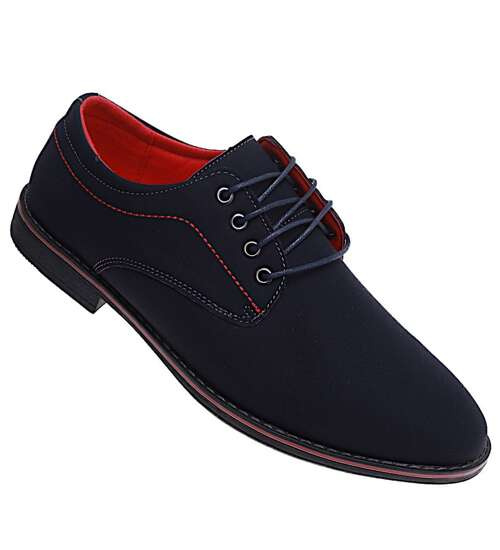 Sznurowane męskie półbuty czarne pantofle /F5-2 15893 T430/