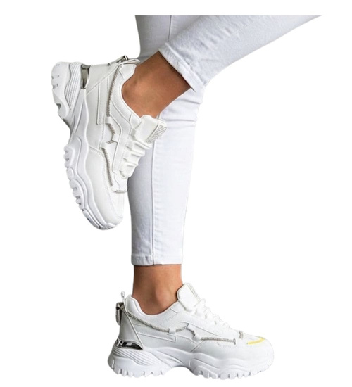 Białe buty sportowe na platformie /G4-3 14617 T620/