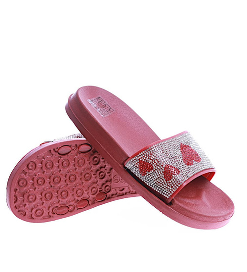 Bordowe damskie klapki na basen /E10-1 14197 S190/