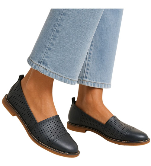 Ażurowe czarne baleriny /G4-1 11316 T049/