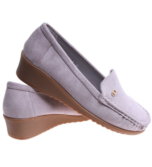 Szaro fioletowe czółenka na niskim koturnie /F7-3 17665 W289/