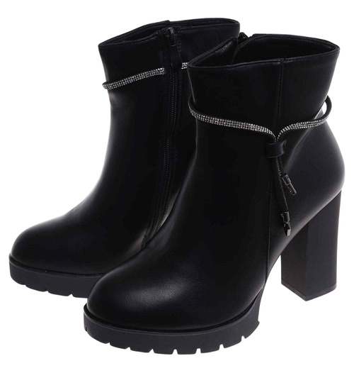 Wizytowe czarne botki na obcasie /E9-1 18237 W303/