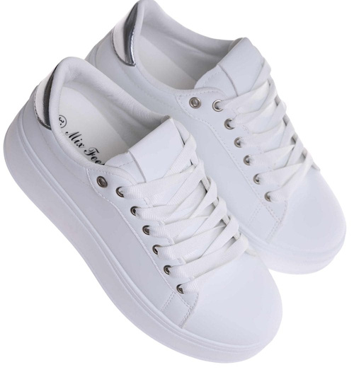 Białe damskie trampki na platformie /A10-2 18093 T288/