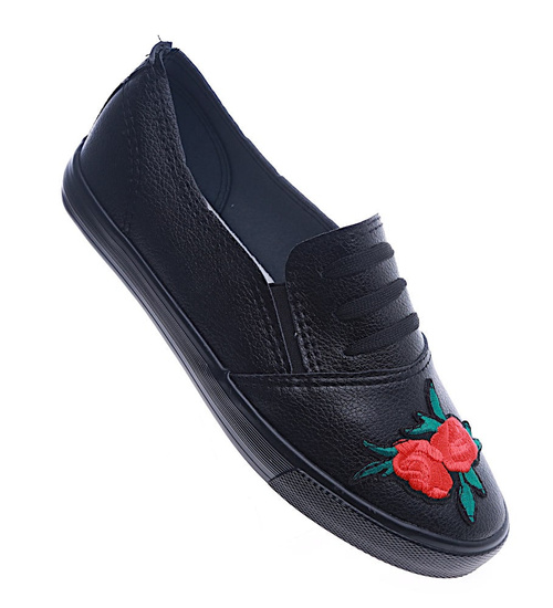 Wsuwane czarne trampki slip on /F7-2 13973 S178/