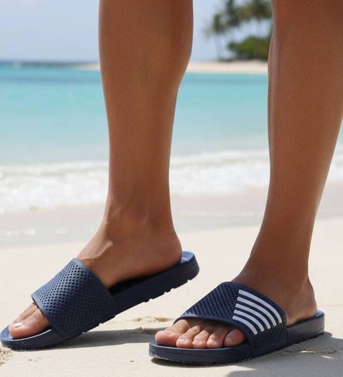 Granatowe wodoodporne klapki męskie plażowe /G4-1 18371 T188/