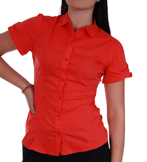 Bawełniana czerwona koszula z kołnierzykiem /H2-K39 UB785 G3-69/