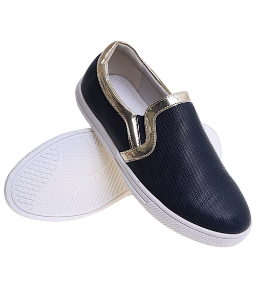 Dziewczęce granatowe trampki slip on /F5-1 11713 T193/