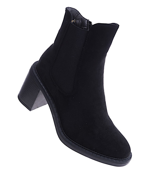 Wysokie czarne botki sztyblety na obcasie /B5-1 14842 T486/