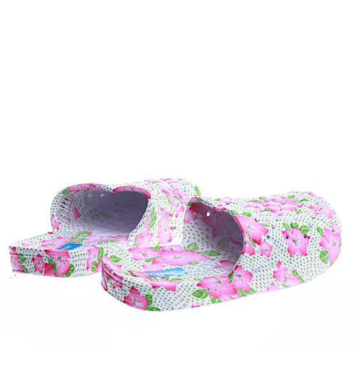 Różowo białe damskie klapki na basen /F5-1 14164 S009/