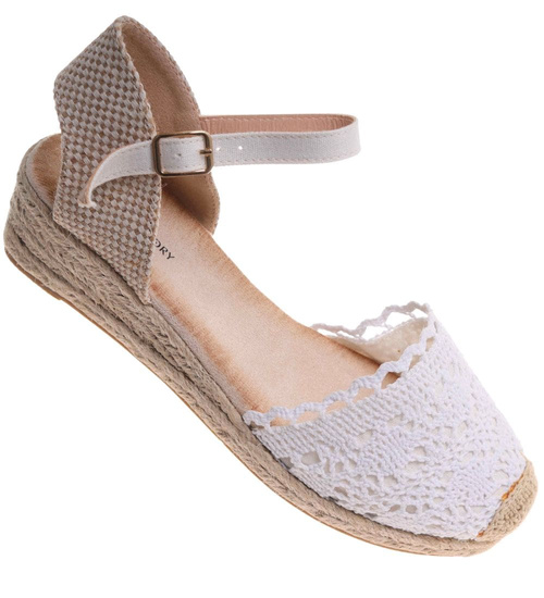 Sandały damskie na platformie Białe espadryle /D1-1 17863 T288/