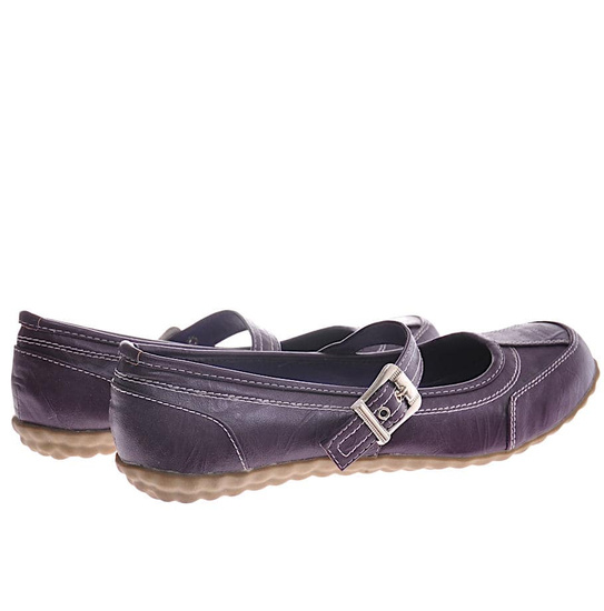Purpurowe damskie półbuty z paseczkiem /C6-3 12334  T085/