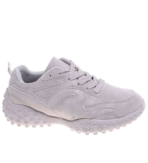 Szare sneakersy damskie sznurowane buty sportowe /D8-1 18709 T152/