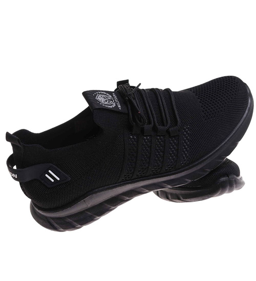 Wkładane czarne męskie buty sportowe Duże rozmiary /G8-1 17958 S374/