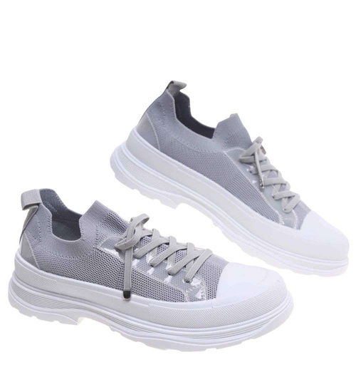 Szare trampki na platformie wsuwane /E10-3 18723 T7/