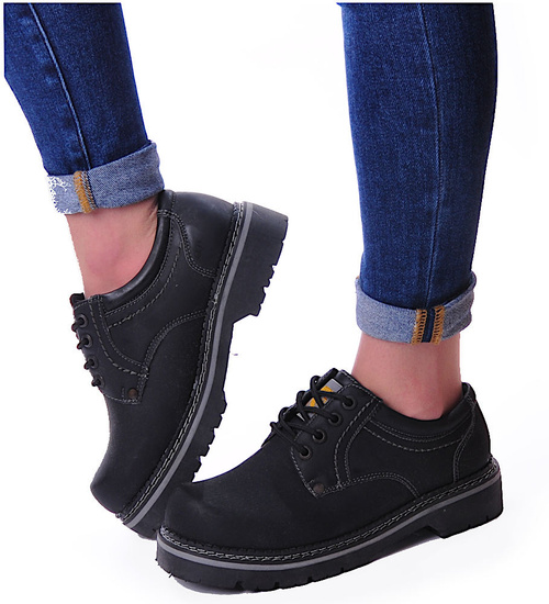 Czarne trapery z niską cholewką /C6-3 13047 S292/