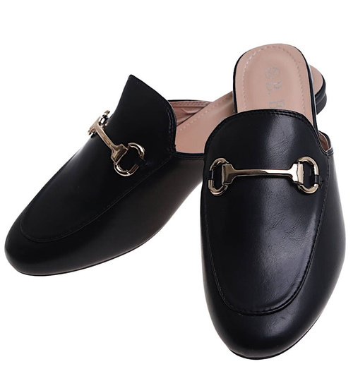 Letnie czarne klapki płaskie /B5-2 14173 T138/