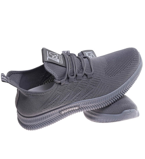 Wkładane męskie szare buty sportowe /C4-1 17997 GF285 +h2/