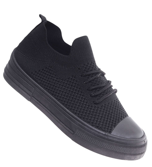 Czarne elastyczne trampki damskie /H2 18491 W6/