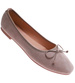 Zamszowe baleriny damskie z kokardą Ciemno beżowe /A9-2 17546 G133/