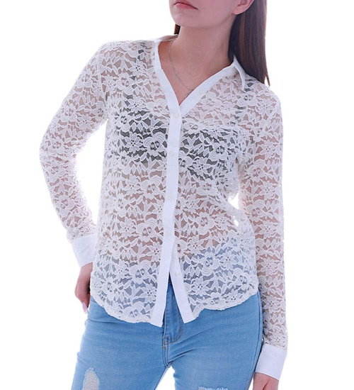 Koronkowa elegancka koszula Ecru /H 2 UB868 G7-75/