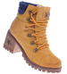 Ocieplane żółte damskie botki na klocku /C7-2 12932 S446/