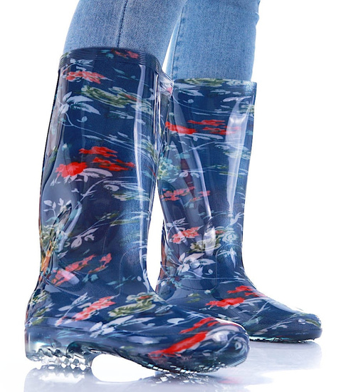 Granatowe wysokie kalosze damskie gumowce /B3-1 16973 T285/