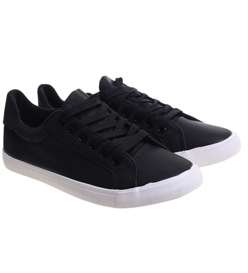 Czarne trampki damskie sznurowane /C6-2 12314 S197/