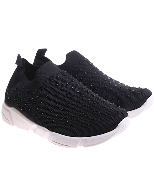 Wsuwane czarne buty sportowe /D4-3 17506 G182/