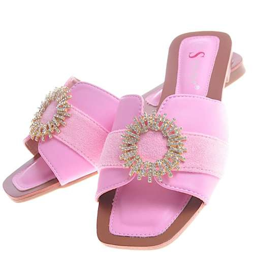 Damskie klapki na lato w cukierkowym różu /C7-2 11984 T397/